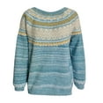 thumbnail image 4 of Conairie Fair Isle Sweater for Women Crew Neck Sweater Striped Design Loose Fashion Fall Winter Long Sleeve Pullovers Top Multicolor Mint Green XL, 4 of 4
