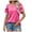 Hot Pink, variant on IROINNID Plus Size Tops For Women Leisure Solid Color Round Neck Comfortable Loose Short Sleeve Blouse Spring