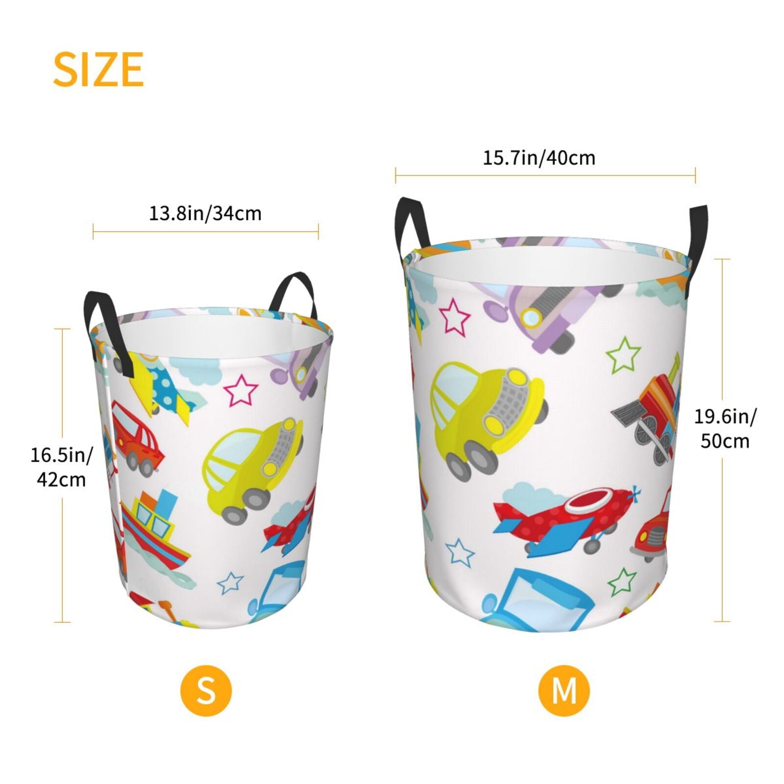 Large Laundry Basket with Handles - Cute Transport Kids Baby Dirty Clothes Laundry Hamper for Bedroom Aesthetic