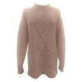 thumbnail image 4 of Lovskoo 2024 Sweater Dress for Women Crewneck Oversized Pullover Fall Cable Knit Long Sleeve Chunky Short Sweaters Dresses Khaki, 4 of 4