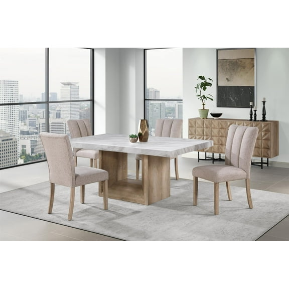 Global Furniture USA D02 Natural Faux Marble Dining Table 4 D8683 Dining Chair