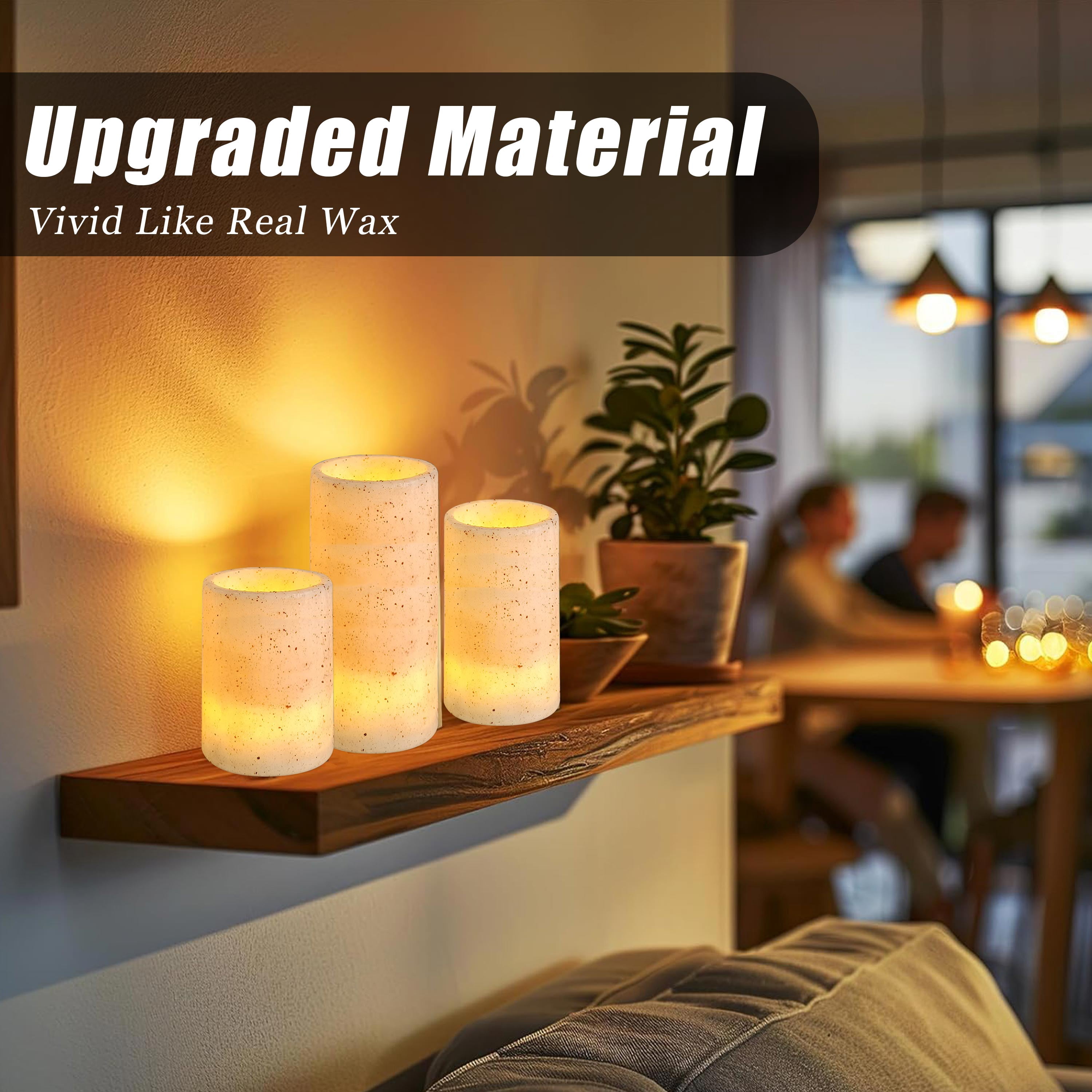 FCMSHAMD Flickering Flameless Candles with Remote Timer, 4" 5" 6" Realistic 3D Flame Retro countryside Pillar LED Candles,Battery Operated Candles for Wedding Home Decoration, Christmas,3 Pack