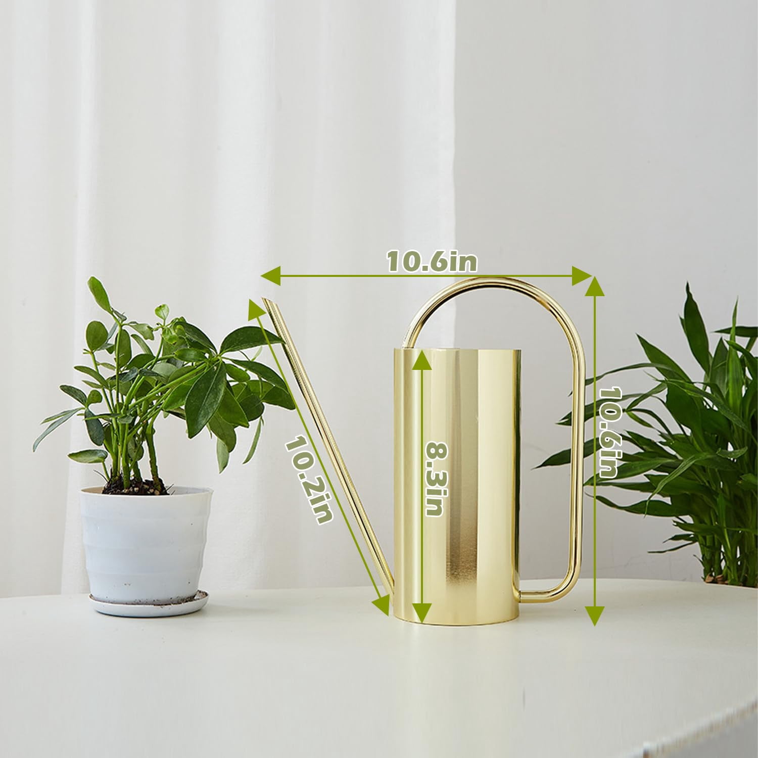 Watering Can, 50 oz/1.5L Stainless Steel Watering Can Pot with Long Spout, Garden Watering Cans with Comfortable Handle for Indoor House Plants Bonsai Flower Decorative - GOLD