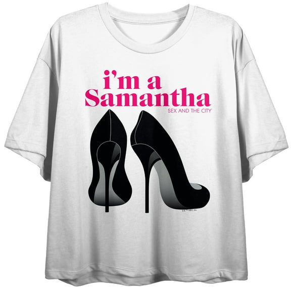 Sex and the City I'm A Samantha Women's White Crop Tee-Medium