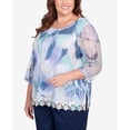 thumbnail image 6 of Alfred Dunner Womens Plus-Size Floral Mesh 3/4 Sleeve Top, 6 of 6