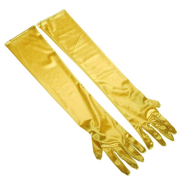 Nvzi Guantes de ópera de satén mate, longitud 53 cm (amarillo brillante)