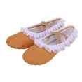 thumbnail image 2 of FITORON Ballet Slippers for Kids Girls - Canvas Split Sole with Ruffled Lace & Elastic Straps, Khaki Dance Shoes Gift,Size 2-2.5 Years, 2 of 9