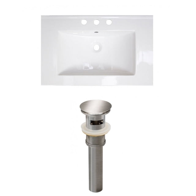 American Imaginations 35.5-in. W 1 Hole Ceramic Top Set In White Color - Overflow Drain Incl. AI-23917