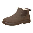 thumbnail image 3 of Women's Winter Snow Boots Comfortable Fashion Casual Fleece Lined Suede Wide Feet Walking Flats Slip on Chelsea Ankle Booties Brown Size 7.5, 3 of 5