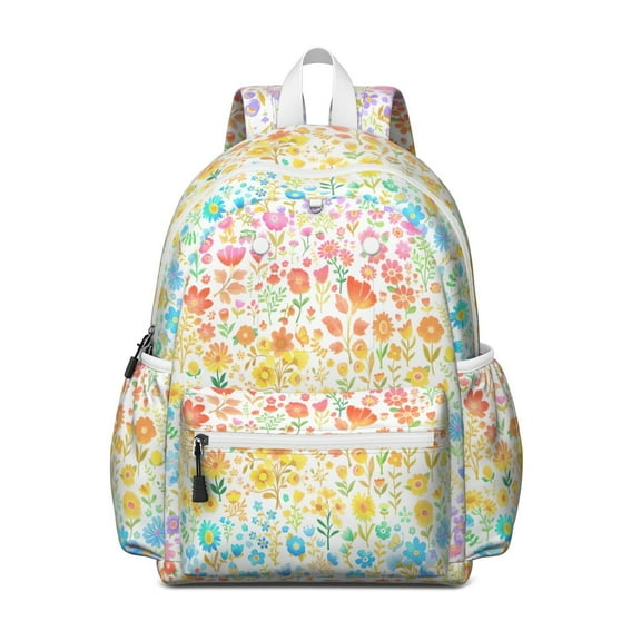Boho Bohemia Flower Backpack for School,Cute School Bag,Schoolbag with Adjustable Shoulder Straps & Padded Back,13.4"x11"x4.7"