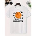 thumbnail image 1 of Halloween T-shirt - Cotton Boys T-Shirt - Lightweight, Comfortable Short Sleeve Top with Playful Halloween Design, Black with Festive Elements, Perfect for Kids, Summer Clothing, Halloween Clothing, 1 of 6