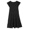 thumbnail image 3 of Girls Dresses Solid Color Round Neck Puff Sleeve Kids Party Outfit Girls Beach Dress Size 14-15T, 3 of 6