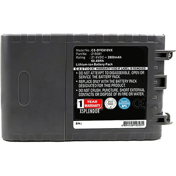 21.6V Replacement Battery for DS V8, V8 Animal, V8 Absolute, V8 Range PN 215681, PM8-US-HFB1497A, PU2-JP-HFA4456A, 215967-01/02, 215866-01/02, 967834-02 2800mAh