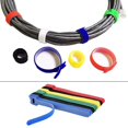 thumbnail image 3 of Paquete de 50 bridas para cables de sujeción reutilizables, bridas para cables ajustables de primera calidad de 6 pulgadas, correas de gestión de cables de tela de microfibra, gancho, 3 of 5
