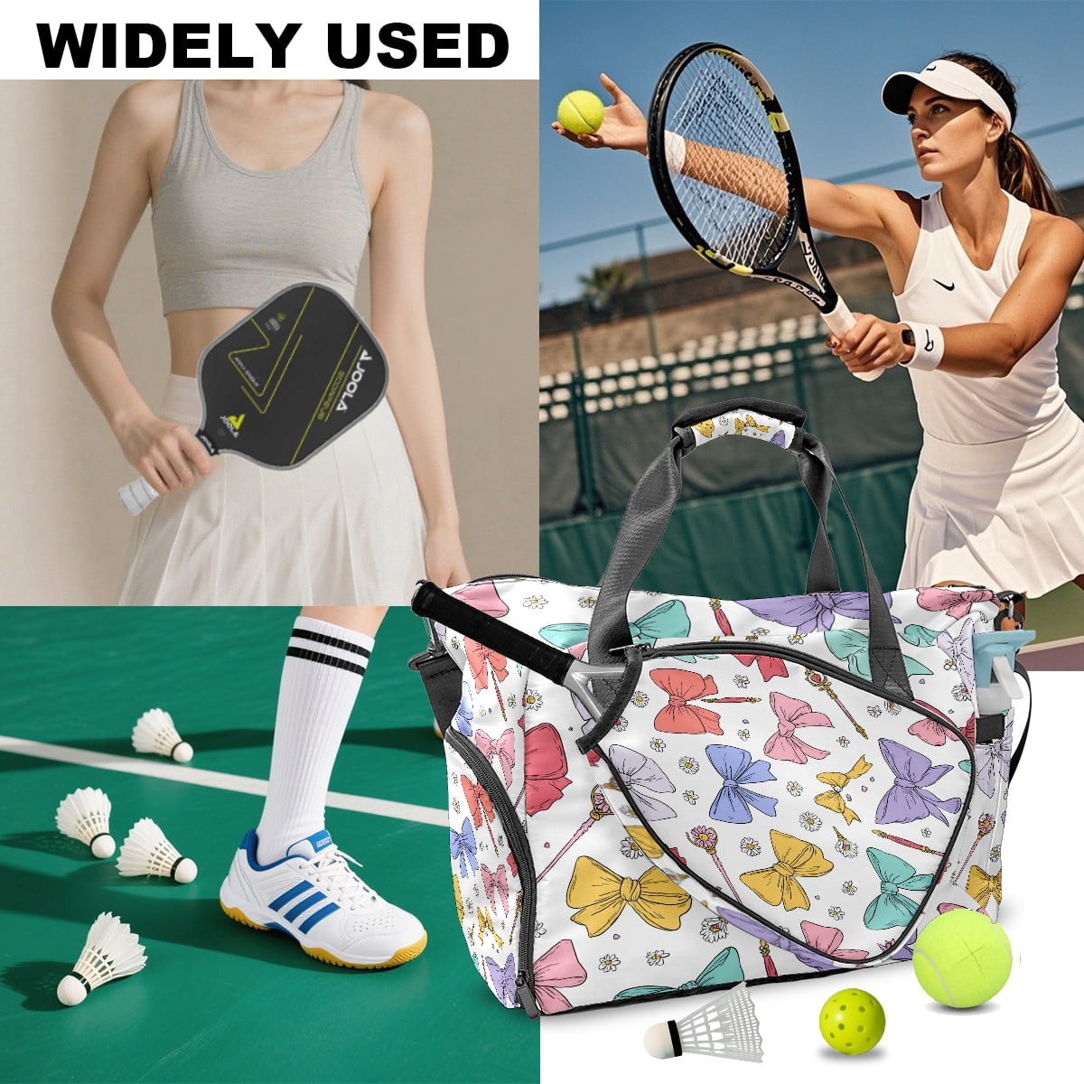 Large Gym Bag with Shoe Compartment, Water-Resistant Duffle Bag for Men and Women, Pastel Bows Magic Wands Sports Tote for Workout Travel