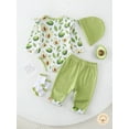 thumbnail image 4 of WIBACKER 100% Cotton 4-Piece Newborn Girls Avocado Outfits Infant Bodysuit Tops, Hat, Socks and Pants Baby Layette Gift Set, 4 of 11