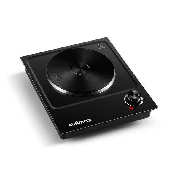 CUSIMAX New Model 1500W Black Single Hot Plate - Adjustable Temp, Portable Stainless Steel Burner for Effortless Cooking,Halloween