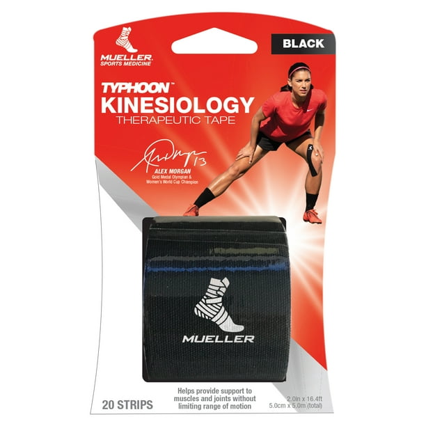 Mueller TYPHOON Kinesiology Therapeutic Tape, PreCut IStrips, Black