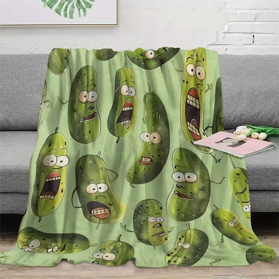Cozy Pickle Themed Flannel Throw Blanket