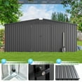 thumbnail image 6 of AECOJOY 14' x 12' Outdoor Storage Shed with Lockable Door Patio Metal Garden Storage Building in Dark Gray for Outside, 6 of 8