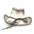 thumbnail image 3 of Straw Cowboy Hat for Women Men with Shape-It Brim, Hollow Western Cowgirl Hat Woven Sun Hat with Beads Chain, 3 of 6