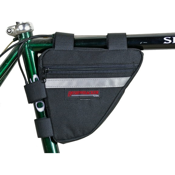 Bushwhacker Ketchum Black - Bicycle Frame Bag w/ Reflective Trim Cycling Triangle Pack Bike Under Seat Top Tube Bag Front Rear Accessories