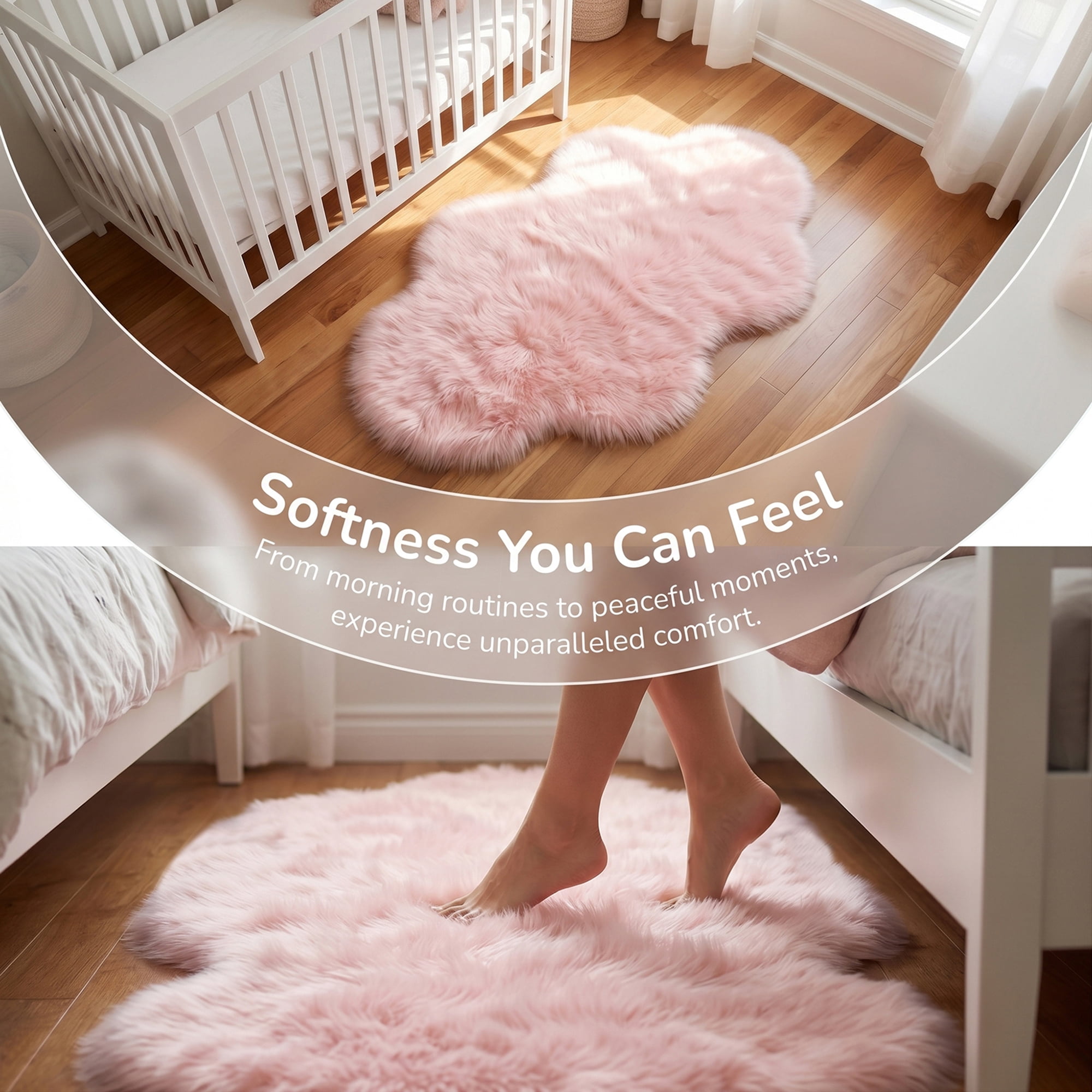 Unique Bargains Soft Shaggy Area Rug Washable Fluffy Bedroom Rug Non Slip 35" x 24" Pink