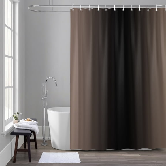 Ombre Abstract 36x72 Inches Waterproof Shower Curtain, Gradient Brown Black Bath Curtain Set with 12 Hooks Washable Shower Curtains for Bathroom Bathtub Decor