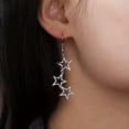thumbnail image 6 of RSAMD Bohemian Stars Drop Earring Stainless Steel Women Long Earrings Kpop Jewelry-Steel color, 6 of 7