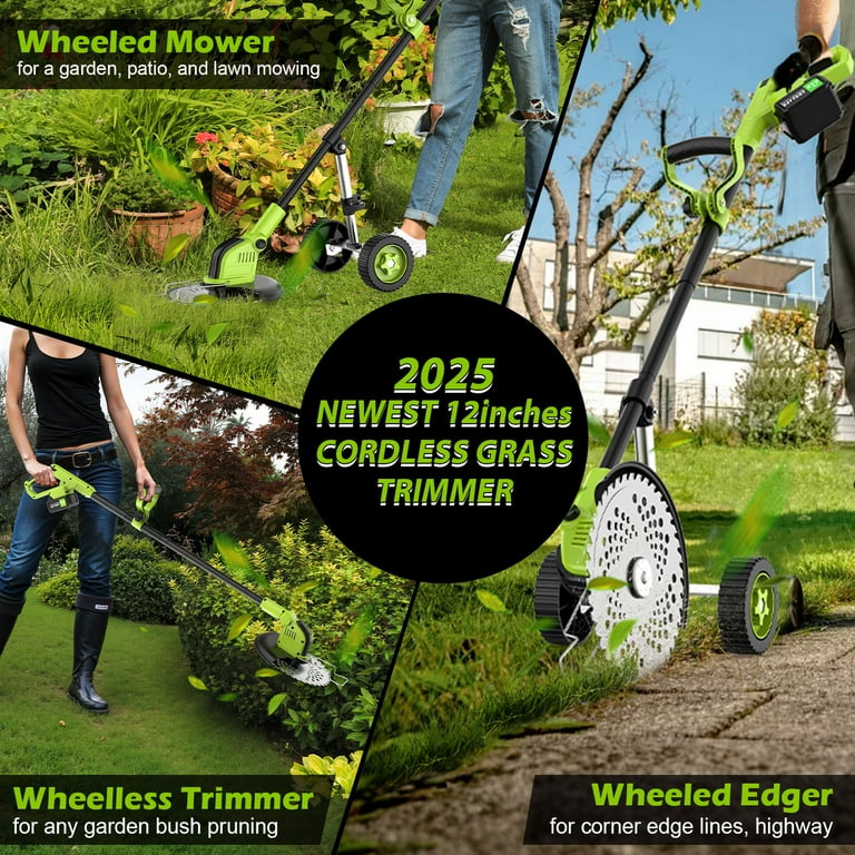 Weed Trimmer 12-Inch Cordless String Trimmer, Electric Weed Wacker