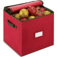 thumbnail image 1 of [] Christmas Ornament Storage Container with Dual Zipper Closure - Box Contributes Slots for 64 Holiday Ornaments 3-Inch  Decorations Accessories Red, 1 of 6