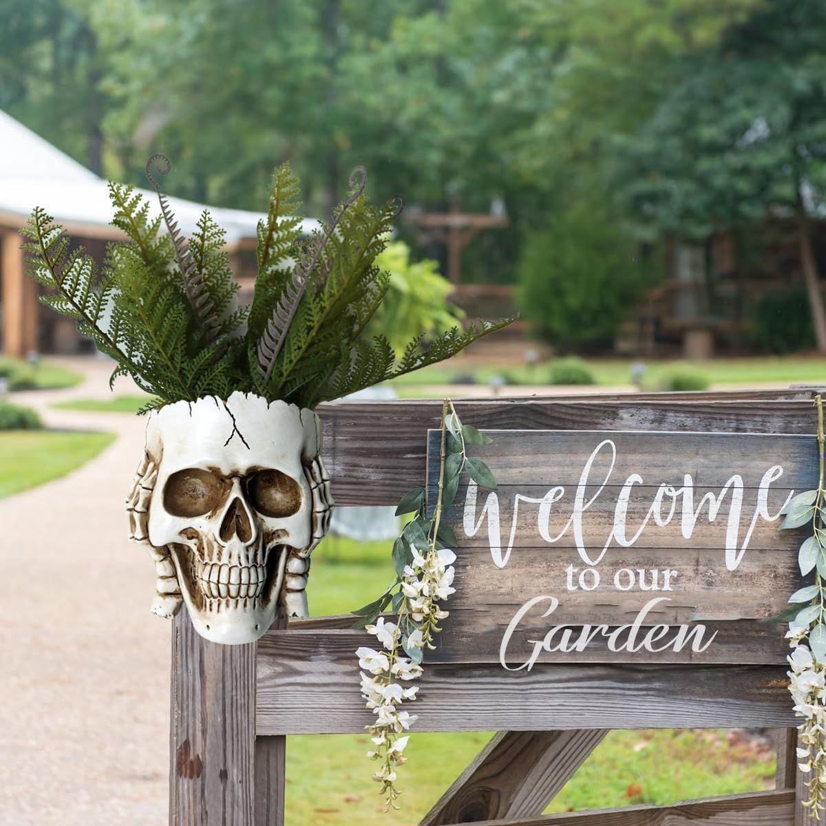 Skull Face Hanging Planter with Drainage Hole for Indoor Outdoor Plants