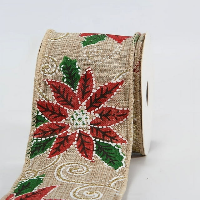 Nvzi Rollos de cinta de arpillera navideña de 10 yardas, cinta decorativa para envolver regalos, coronas, lazos, decoración, A01