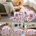 thumbnail image 5 of Round Area Rug 8 Ft, Watercolor Floral Washable Non-Slip Circle Carpet for Living Room/Bedroom, Spring Lavender Daisy Butterflies Pink Collection Low-Profile Large Area Rugs for Indoor, 5 of 7