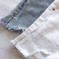 thumbnail image 2 of Felirenzacia Womens High Waisted Denim Shorts Jeans Shorts Ripped Stretchy Jean Girls Bottoms Shorts,White,M, 2 of 4