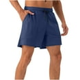 thumbnail image 3 of WAVSUF Summer Drawstring Short Pants Mens Elasticity Shorts Motion Bodybuilding Ventilation Loose Navy Size S, 3 of 7