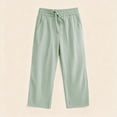 thumbnail image 6 of KyCheLot Girls Summer Pants Cotton Linen Capris Comfy Lounge Drawstring Waist Crop Pants with Pockets 4-14Years, 6 of 7