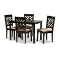 thumbnail image 2 of Baxton Studio Caron Modern and Contemporary Sand Fabric Upholstered Espresso Brown Finished Wood 5-Piece Dining Set, 2 of 5
