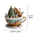 thumbnail image 3 of Taicans ‌Winter Wonderland Teacup Christmas Ornament - 3.15in Acrylic 2D Scene with Gingerbread House,Reindeer & Snowman,2025 Holiday Gift for Tree/Mantel Decor, 3 of 6