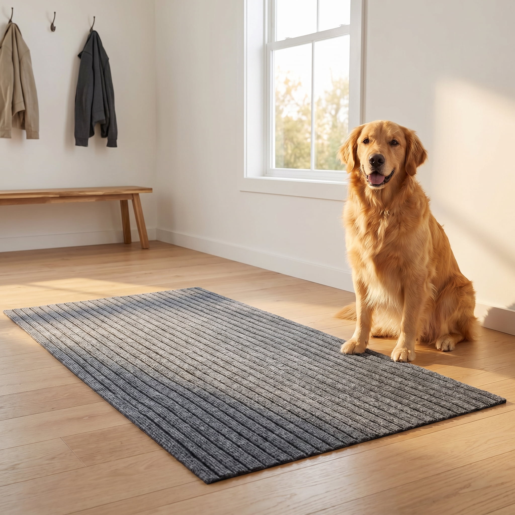 Petoto 10 x 3 ft Commercial Carpet, Non-Slip Hallway Runner Rug, Indoor Outdoor Stripe Entrance Door Mat