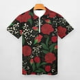 thumbnail image 3 of Roses Buds Leaves Black Men Zipper T-shirt Summer Casual Short Sleeve T-shirt Top, 3 of 7