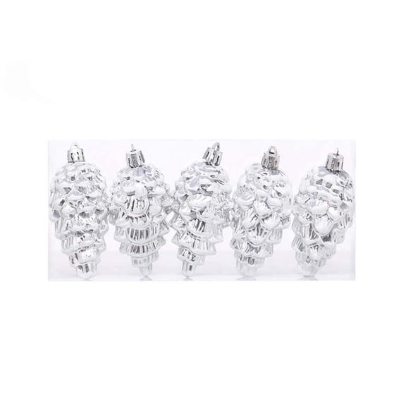 5 Pack 7.5cm Shiny Electroplated Snow Frosted Pinecone Christmas Ornaments, Hanging Baubles for Christmas Tree Decor, Home Holiday Xmas Decor, adornos de navidad