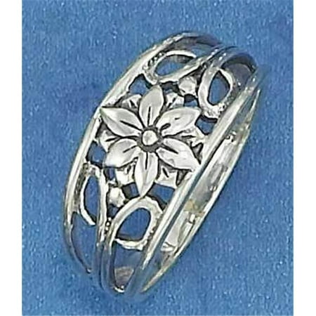 - SR-2916-06 Sterling Silver Filigree Flower Band - Size 6
