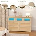 thumbnail image 2 of Dresser for Bedroom,Rattan 7 Drawer Dresser with Charging Station and LED Lights,Boho Dressers & Chests of Drawers,Wooden Dresser for Bedroom,Living Room,Hallway, 2 of 8