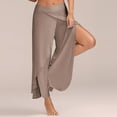 thumbnail image 4 of Jwl-summer Mujer Slit Flared Palazzo Pantalones Pantalones de pierna ancha Chiffoon Side Split Casual Pantalones sueltos Elegante Lady Harem Yoga Pants 5xl, 4 of 4