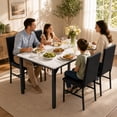 thumbnail image 2 of SYNGAR 5 Piece Dining Table and Chairs Set for 4, Faux Marble Kitchen Table with 4 Upholstered Chairs, Space-Saving Dining Set, Black Chair/White Tabletop, 2 of 9