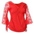 thumbnail image 4 of Prettyia Ballroom Flamenco Latin Dance Practice Blouse Tops Stage Dancewear Red, 4 of 8
