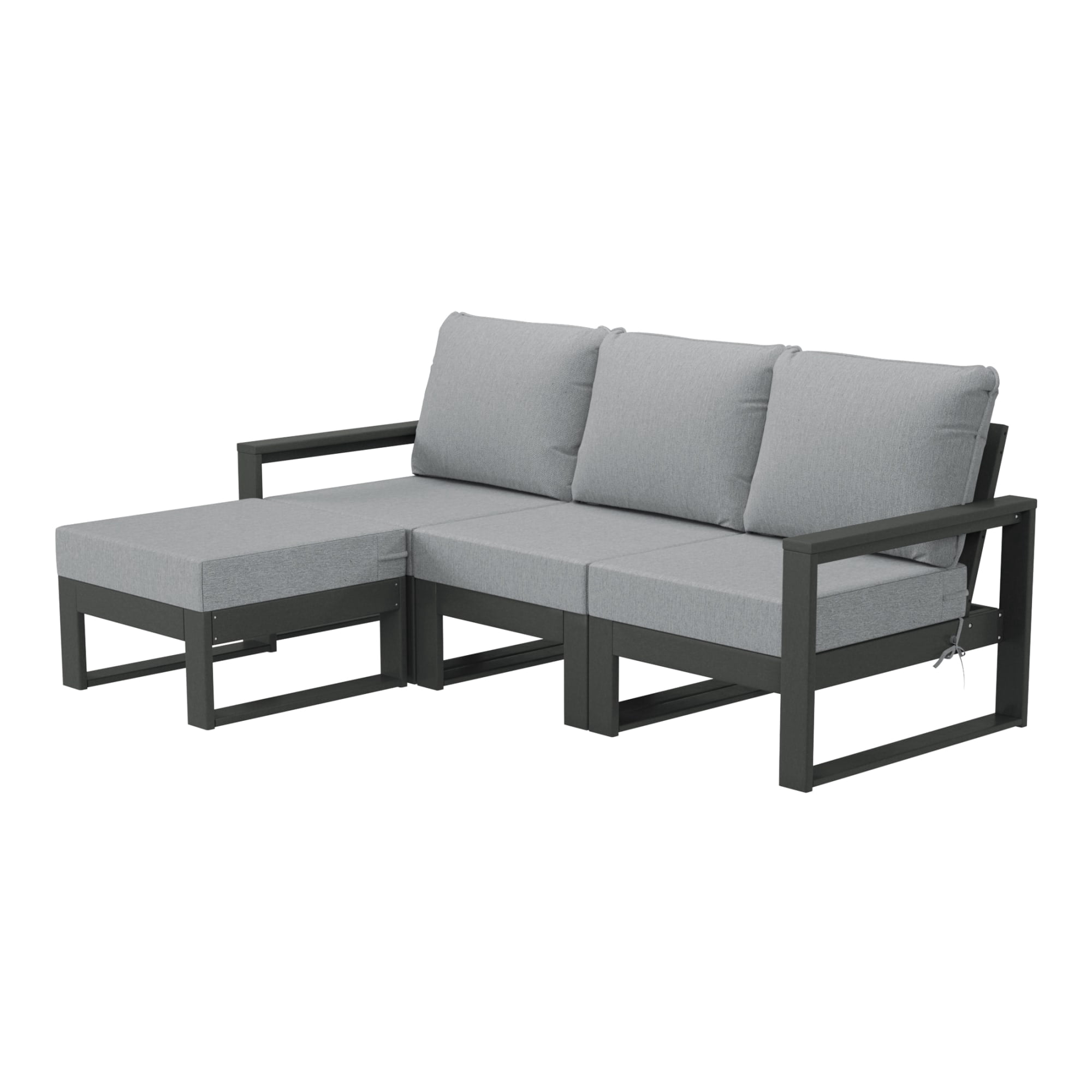 WestinTrends Montara Outdoor 4-Piece HDPE L-Shaped Modular Patio Sofa Furniture Set, Gray/Light Gray