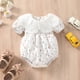 thumbnail image 3 of Gibobby Ropa Para Bebe Recién Nacido bebé niñas Floral Primavera Verano Floral manga corta lindo cuello Bosyduit ropa(Blanco, 12-18 Meses), 3 of 5