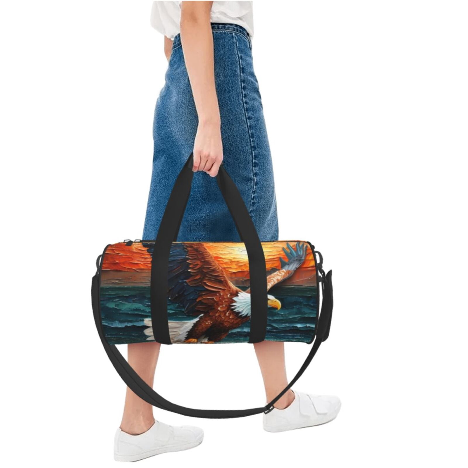 Defioc Textured Bald Eagle for Travel Duffle Bag,Weekender Bag Carry On Tote Bags Hospital Bag Large Capacity Sport Gym Bag for Men Women Fit for Trave, Gym,Weekend